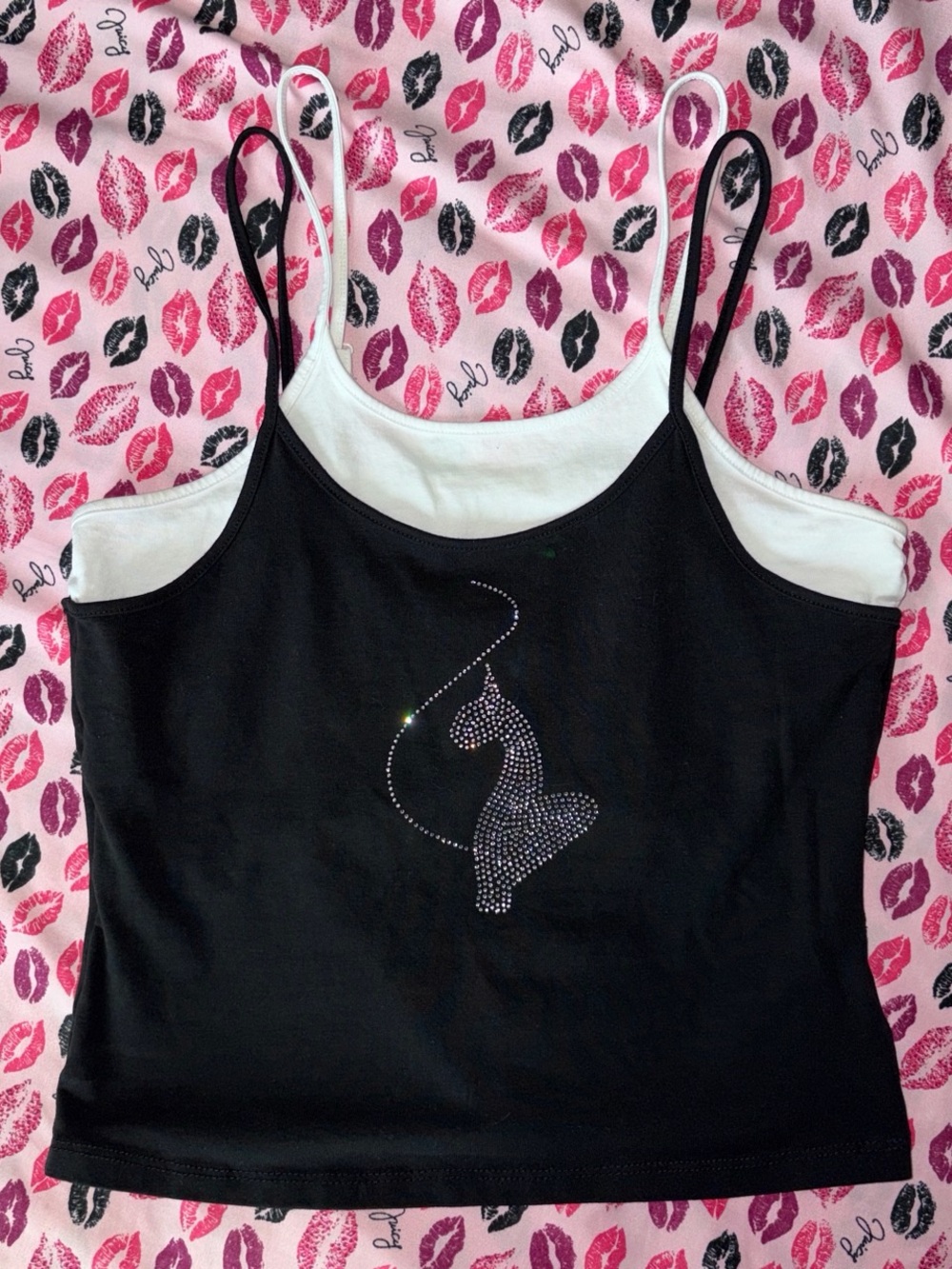 Baby Phat black/white layered tank top